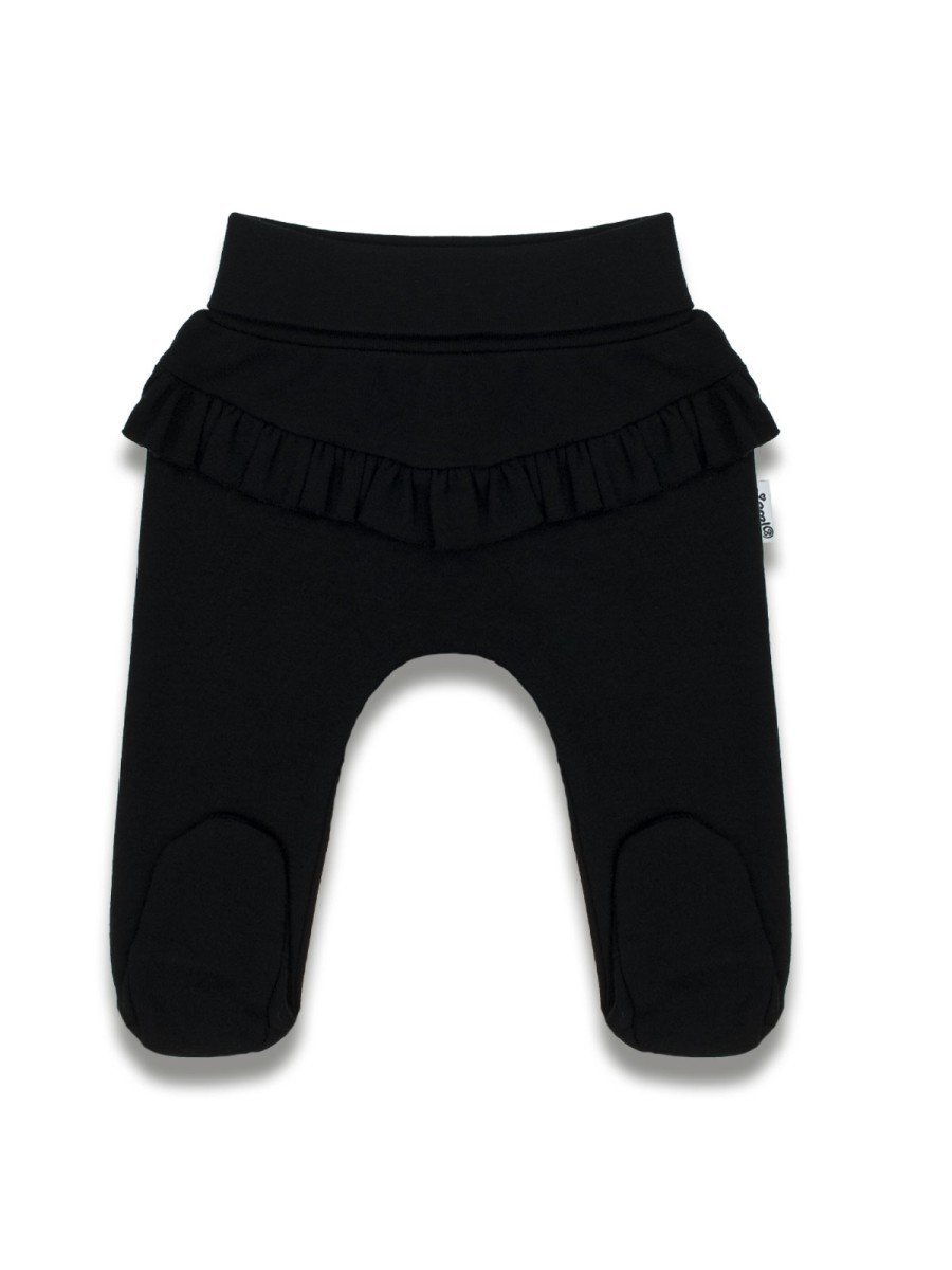 Niemowlęcy półśpioch bawełniany z falbanką czarny Nicol,r.86