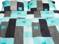 Pościel - Nowoczesna pościel z polaru - stylowy wzór w kolorze turkusowym, czarnym, szarym wykonana w 100% z poliestru 200x220 cm - miniaturka - grafika 1