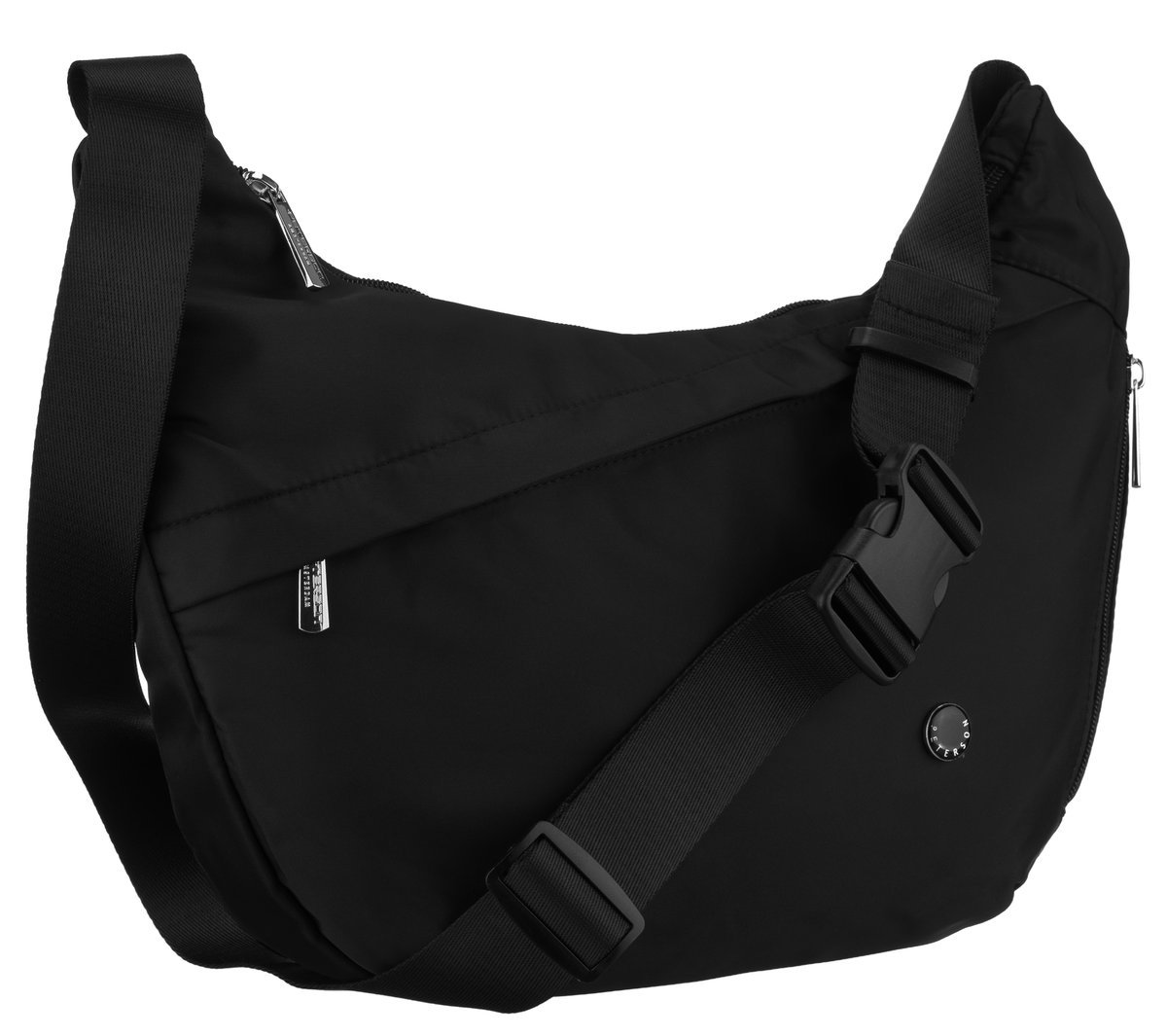 Mała listonoszka damska z poliestru PETERSON torebka damska miejska saszetka na suwak kieszonki czarna