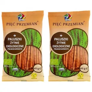 Pięć Przemian Paluszki żytnie pełnoziarniste Zestaw 2 x 45 g Bio - Paluszki - miniaturka - grafika 1