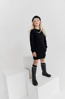 Sukienki i spódniczki dla dziewczynek - Reima sukienka bawełniana dziecięca kolor czarny mini prosta - grafika 1