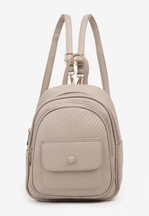 Ciemnobeżowy Plecak z Ozdobną Kieszonką i Odpinanymi Paskami z Regulacją Neliya - Plecaki - miniaturka - grafika 1
