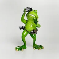 Figurki dekoracyjne - Figurka Dekoracyjna Ozdoba Zielona Żaba Gruby Fotograf - miniaturka - grafika 1