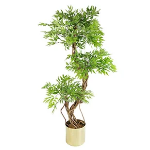 Leaf Realistyczne sztuczne japońskie drzewo Fruticosa Ficus, drewno, zielone i złote amp, 140 cm - Sztuczne drzewka - miniaturka - grafika 1