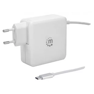 Manhattan Ładowarka Sieciowa Power Delivery 3.0 z Kablem USB-C 60W 5-20V) USB-A 5V 2.4A Biała 180245 - Ładowarki do telefonów - miniaturka - grafika 1