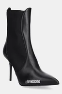 Botki damskie - Love Moschino botki damskie kolor czarny na szpilce JA21059G1NIA0000 - miniaturka - grafika 1