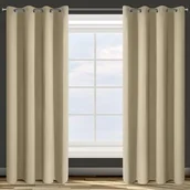 Zasłony - Zasłona gotowa na przelotkach 250 x 135 cm beżowy - miniaturka - grafika 1
