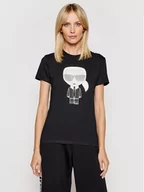 Koszulki i topy damskie - Karl Lagerfeld LAGERFELD T-Shirt Ikonik 210W1721 Czarny Regular Fit - miniaturka - grafika 1