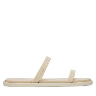 Klapki Calvin Klein Double Bar Slide - Jelly HW0HW02417 Écru - Klapki i japonki damskie - miniaturka - grafika 1