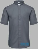 Szaty liturgiczne - Koszula kapłańska z koloratką, krótki rękaw ciemnoszara - miniaturka - grafika 1