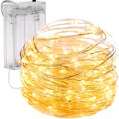 Oświetlenie świąteczne - LAMPKI CHOINKOWE na DRUCIKU 80 LED ŚWIATEŁKA MIKRO GIRLANDA CIEPŁY BIAŁY AA - miniaturka - grafika 1