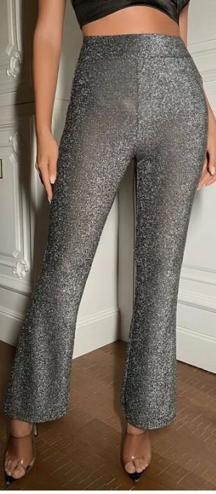 SHEIN SPODNIE ELEGANCKIE SREBRNE DAMSKIE 34 V3E