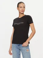 Koszulki i topy damskie - Tommy Hilfiger T-Shirt Heritage C-Nk WW0WW31999 Czarny Regular Fit - miniaturka - grafika 1