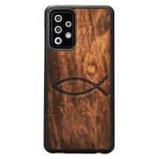 Etui i futerały do telefonów - Drewniane etui Samsung Galaxy A72 5G Rybka Chrześcijańska Imbuia Forestzone - miniaturka - grafika 1