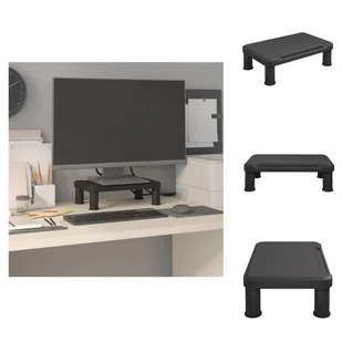 vidaXL Podstawa pod monitor czarna 38x24x10,5 cm - Meble TV - Akcesoria do monitorów - miniaturka - grafika 1