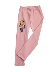 Dziewczęce legginsy z nadrukiem misia z telefonem jasnoróżowe Tup Tup r.146 - Legginsy - miniaturka - grafika 1