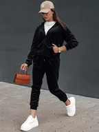 Dresy damskie - Komplet damski welurowy rozpinany VELCOMFY czarny Dstreet AY1075 - miniaturka - grafika 1
