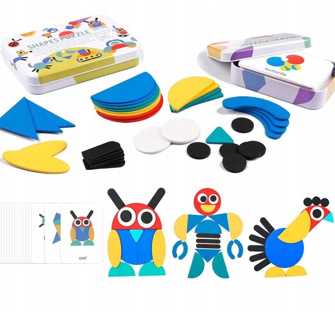 EACHHAHA Drewniane Puzzle Montessori Dla Dzieci 3+ Kształty Edukacyjne