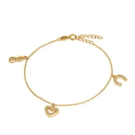 Bransoletki - Srebrna bransoletka pozłacana serce nieskończoność podkowa z cyrkoniami - miniaturka - grafika 1