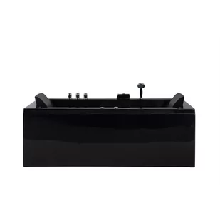 Beliani Wanna z hydromasażem prawa czarna VARADERO - Wanny z hydromasażem Beliani Wanna z hydromasażem prawa czarna VARADERO - Wanny z hydromasażem - miniaturka - grafika 1