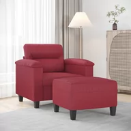 Fotele - vidaXL Fotel z podnóżkiem, czerwień winna, 60 cm, sztuczna skóra - miniaturka - grafika 1