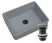 Umywalki - Umywalka Granitowa Nablatowa Szara Korek Czarny - miniaturka - grafika 1