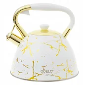 Czajniki na gaz - CZAJNIK GAZ INDUKCJA BIAŁO- ZŁOTY GWIZDEK 3L BRODY WHITE OD 2283 ODELO - miniaturka - grafika 1