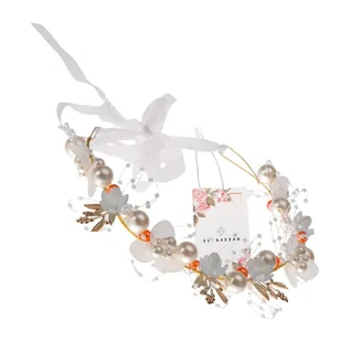 Biały Wianek Opaska do Włosów Na Głowę Stroik OZDOBA Boho Dla Dziecka - Ozdoby do włosów - miniaturka - grafika 1