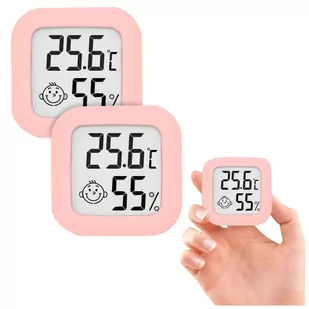 Stacja pogodowa x2 Mini Higrometr pogody Alogy Smiley LCD cyfrowy termometr czujnik temperatury i wilgotności Różowy - Stacje pogodowe - miniaturka - grafika 1