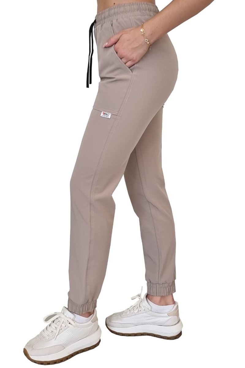 Joggery medyczne beżowe casual premium roz. M