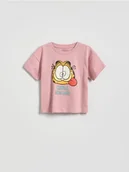 Bluzki dla niemowląt - Reserved - Bawełniany t-shirt Garfield - różowy - miniaturka - grafika 1