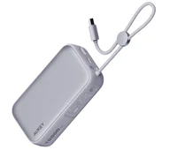 Powerbanki - Aukey Spark Sling PB-Y47 10000mAh 30W Wbudowany kabel USB-C Biały - miniaturka - grafika 1