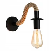 Lampy ścienne - Kinkiet Lampa Ścienna Loft Sznur Jutowy Czarny Industrial App1466-1W - miniaturka - grafika 1
