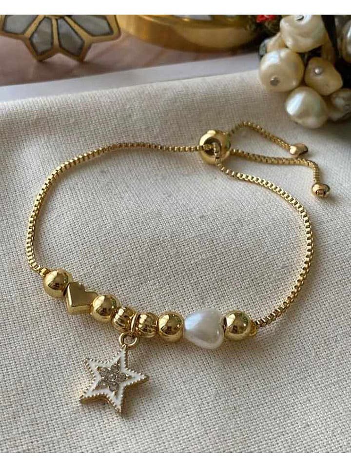 Luseera Pozłacana bransoletka z elementami ozdobnymi