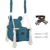 Skoczki dla dzieci - Natilu / Huśtawka Dla Dzieci Miś Peacok Premium I Bezpieczna I Solidna I Domowa Ogrodowa Kubełkowa + Pas Bezpieczeństwa - miniaturka - grafika 1