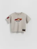 Bluzki dla niemowląt - Reserved - Bawełniany t-shirt Auta - jasnoszary - miniaturka - grafika 1