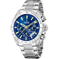 Zegarki męskie - Srebrny zegarek Męski Festina 20668/2 Timeless Chronograph z niebieską tarczą - miniaturka - grafika 1