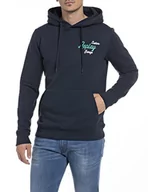 Bluzy męskie - Replay Męska bluza z kapturem, M6569B.00.21842, niebieska, XL - miniaturka - grafika 1