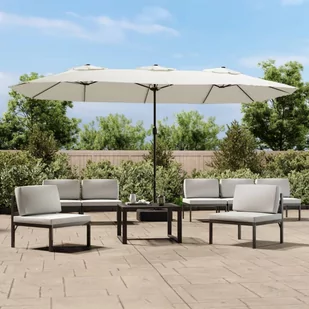 vidaXL Podwójny parasol ogrodowy, piaskowa biel, 449x245 cm - Parasole ogrodowe - miniaturka - grafika 1