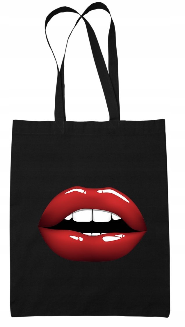 Eko Torba Bawełniana na ramię Red Lips Usta Zakupy