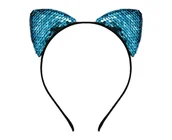 Dodatki do strojów karnawałowych - Godan Opaska Kotek z cekinami niebieska - 1 szt. TZ-OKCN - miniaturka - grafika 1