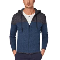 Swetry męskie - Sweter męski Tom Tailor Color Block Zip zasuwany z kapturem-XL - miniaturka - grafika 1