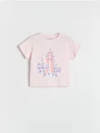 Bluzki dla niemowląt - Reserved - T-shirt z wypukłym nadrukiem - pastelowy róż - miniaturka - grafika 1