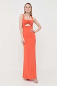 Sukienki - Patrizia Pepe sukienka kolor pomarańczowy maxi dopasowana - miniaturka - grafika 1