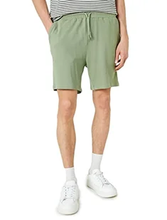 Koton Męskie szorty basic bermudy ze sznurkiem ściągającym z kieszeniami, krój slim fit, Zielony (786), M - Spodenki damskie - miniaturka - grafika 1