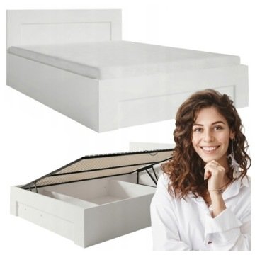 Łóżko Jednoosobowe Z Pojemnikiem Otwierane Boczne Wenus Białe 120x200