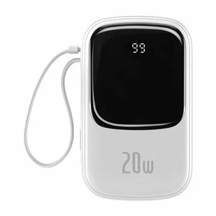 Baseus PPQD-H02 Powerbank Qpow z kablem Lightning 20000 mAh 20W biały PPQD-H02 - Powerbanki - miniaturka - grafika 1