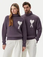 Swetry męskie - AMI PARIS Golf UKS425.KN0032 Fioletowy Relaxed Fit - miniaturka - grafika 1