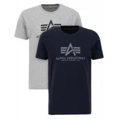 Odzież taktyczna i umundurowanie - Koszulki Alpha Industries Basic 2 Pack 106524 641 - Grey.Heat / Rep.Blue L - miniaturka - grafika 1