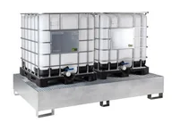 Skrzynki i torby narzędziowe - Wanna wychwytowa, stalowa, pod pojemniki 1000l, ocynkowana ogniowo (wymiary: 1300x2300x430mm) 09881974 - miniaturka - grafika 1